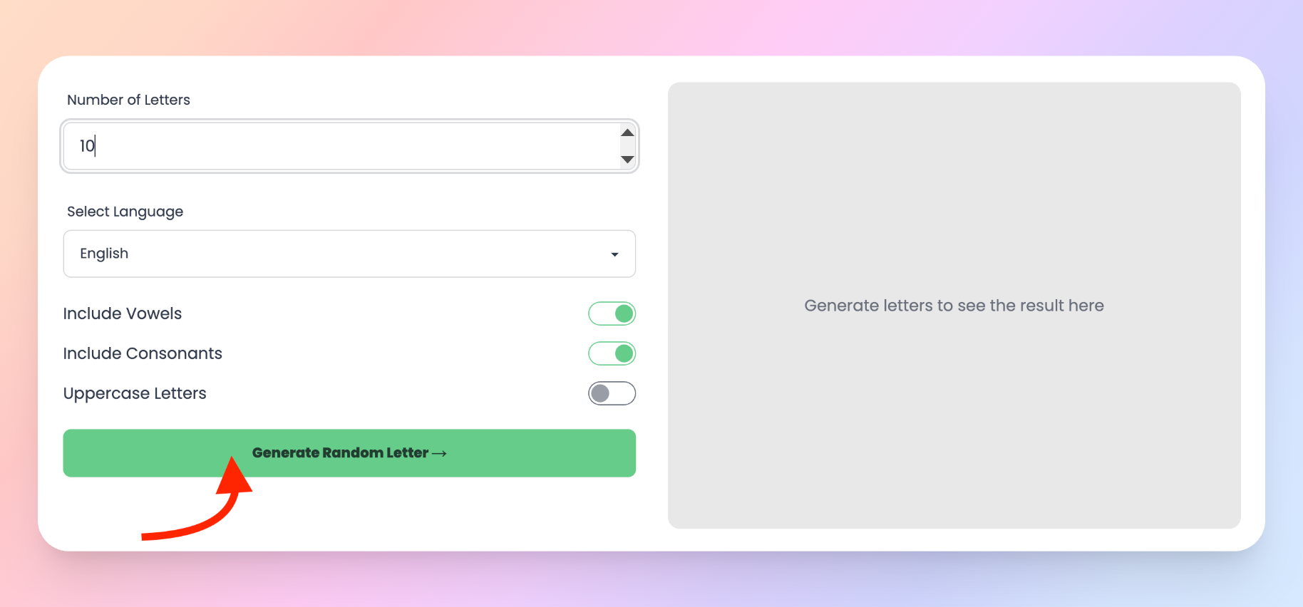 How to use Random Letter Generator