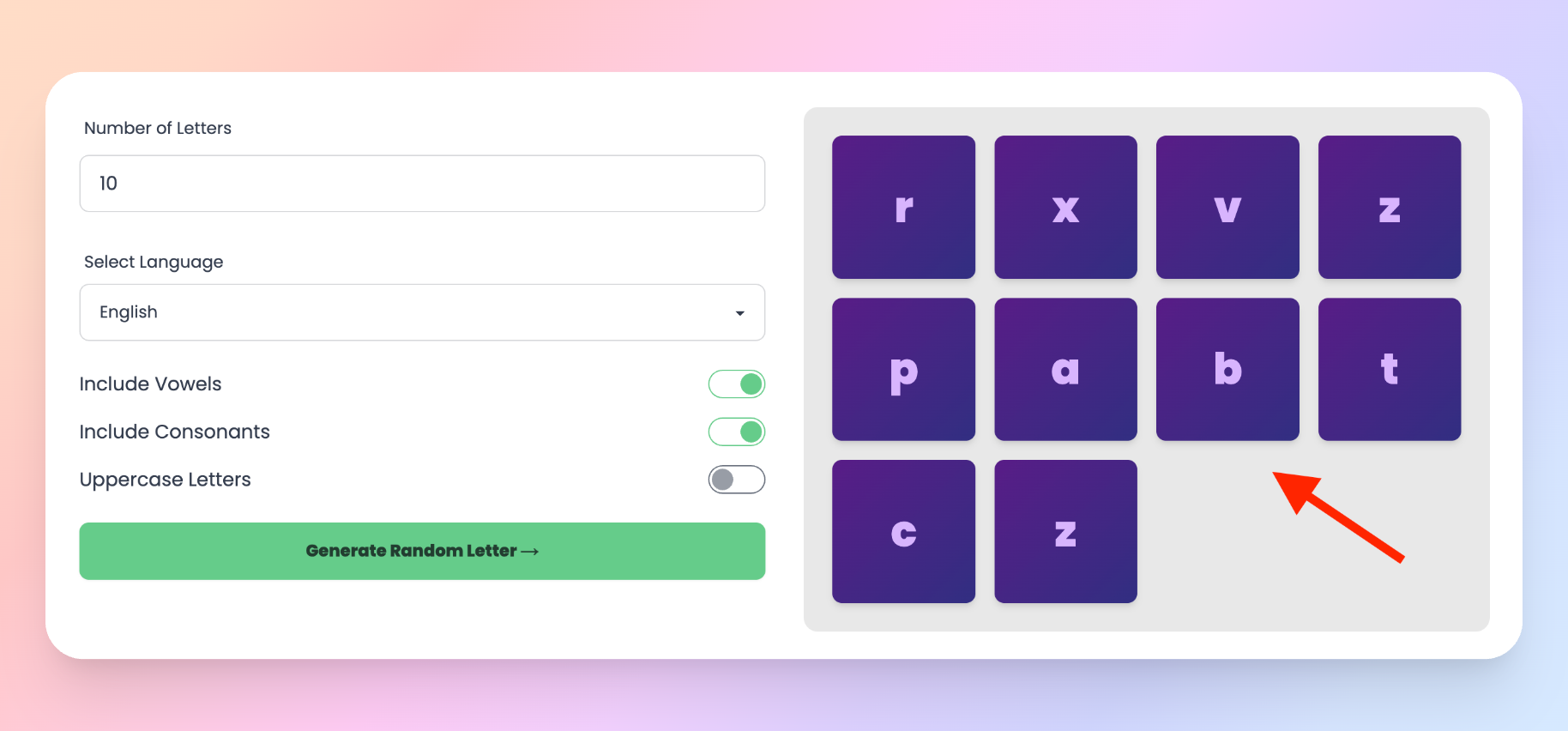 How to use Random Letter Generator